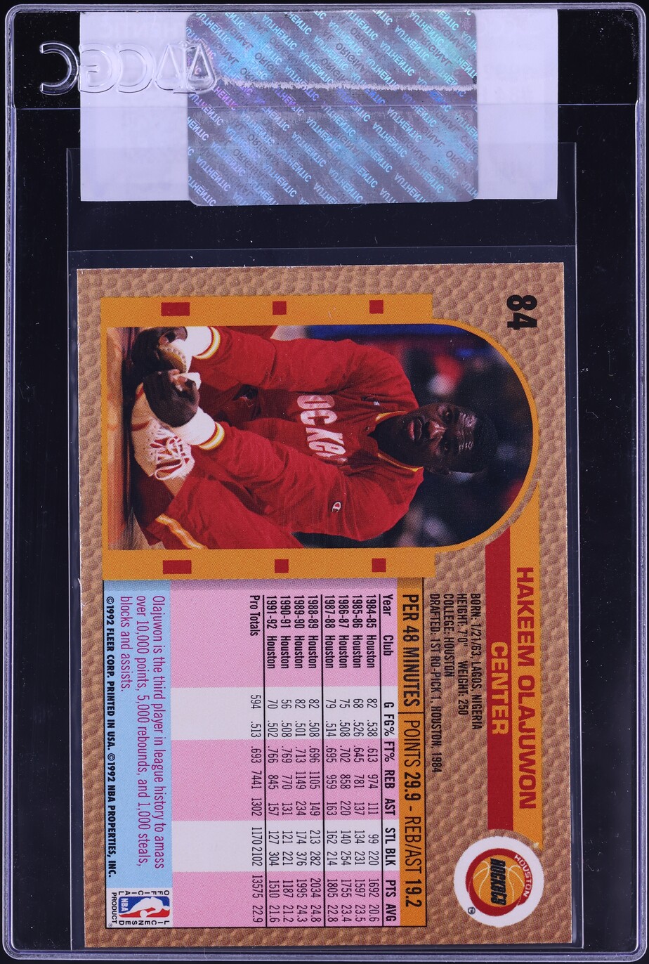 1992 Fleer Basketball Hakeem Olajuwon #84 CGC AUTH