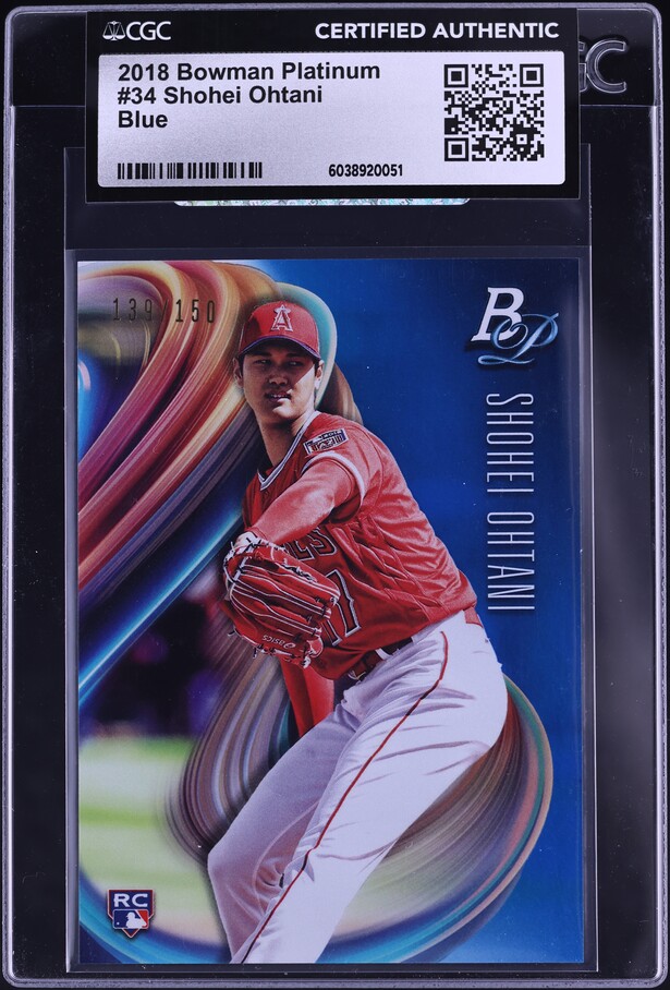 2018 Bowman Platinum Blue Shohei Ohtani ROOKIE /150 #34 CGC AUTH