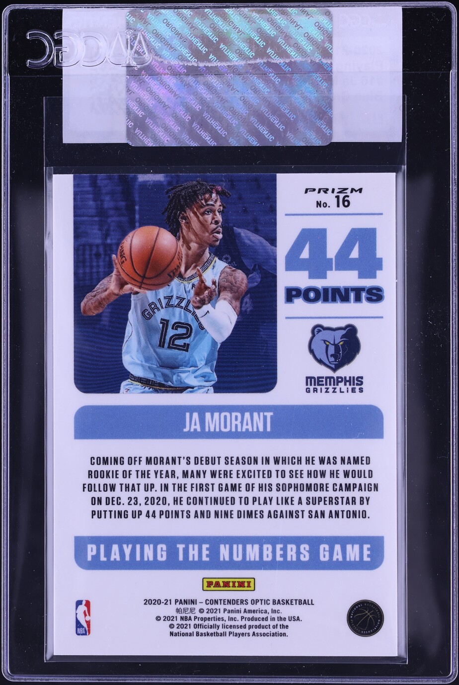 2020 Panini Contenders Optic Numbers Game Blue Cracked Ice Ja