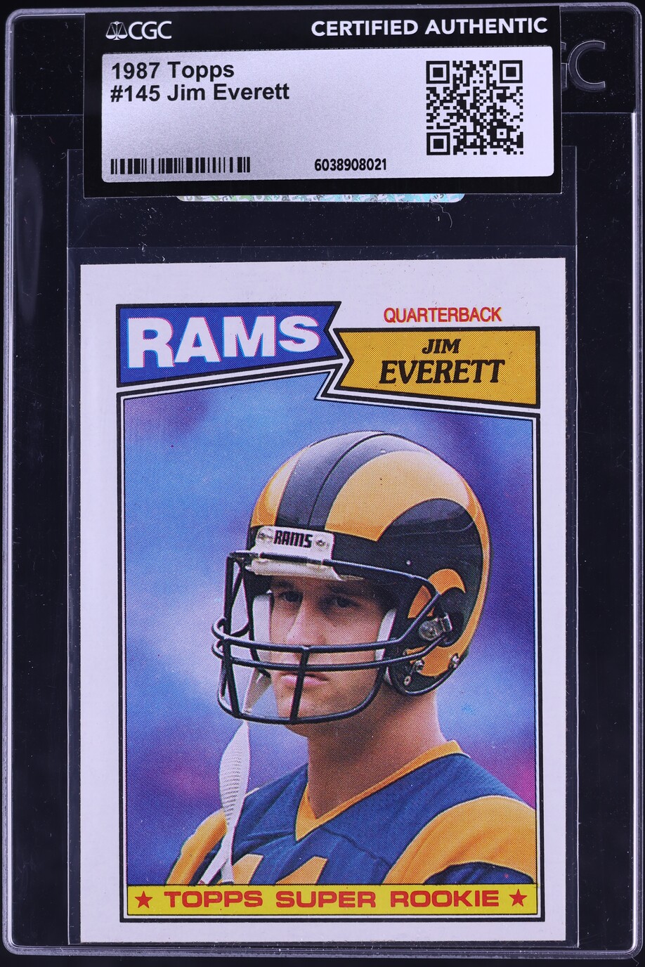 1987 Topps Football Jim Everett ROOKIE #145 CGC AUTH