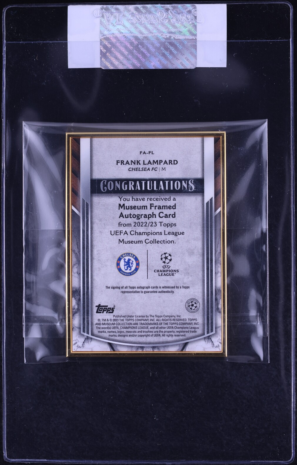 2022 Topps Museum Collection UCL Framed Gold Frank Lampard AUTO /50 CGC AUTH