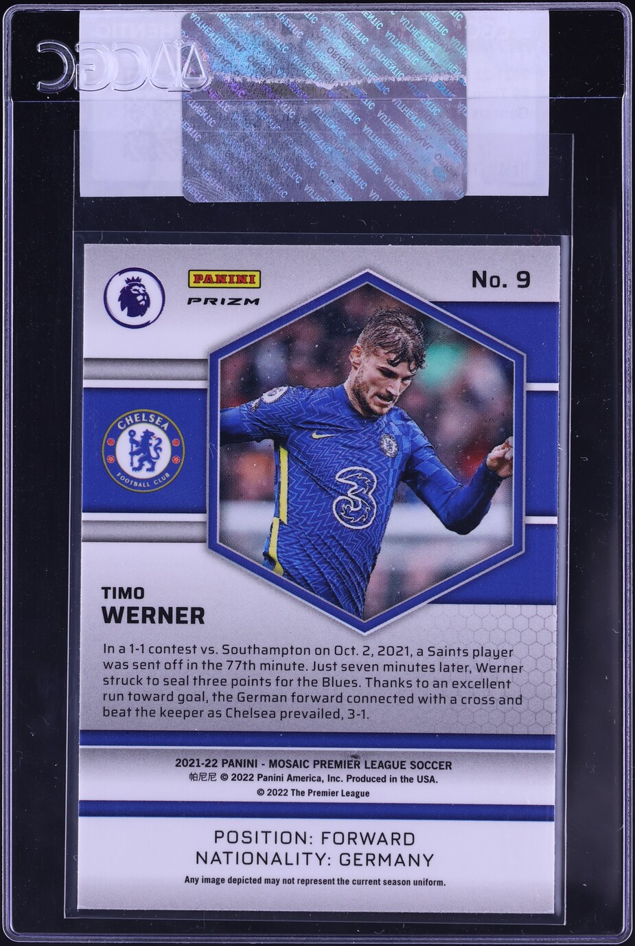 2021 Panini Mosaic Premier League Genesis Timo Werner #9 CGC AUTH