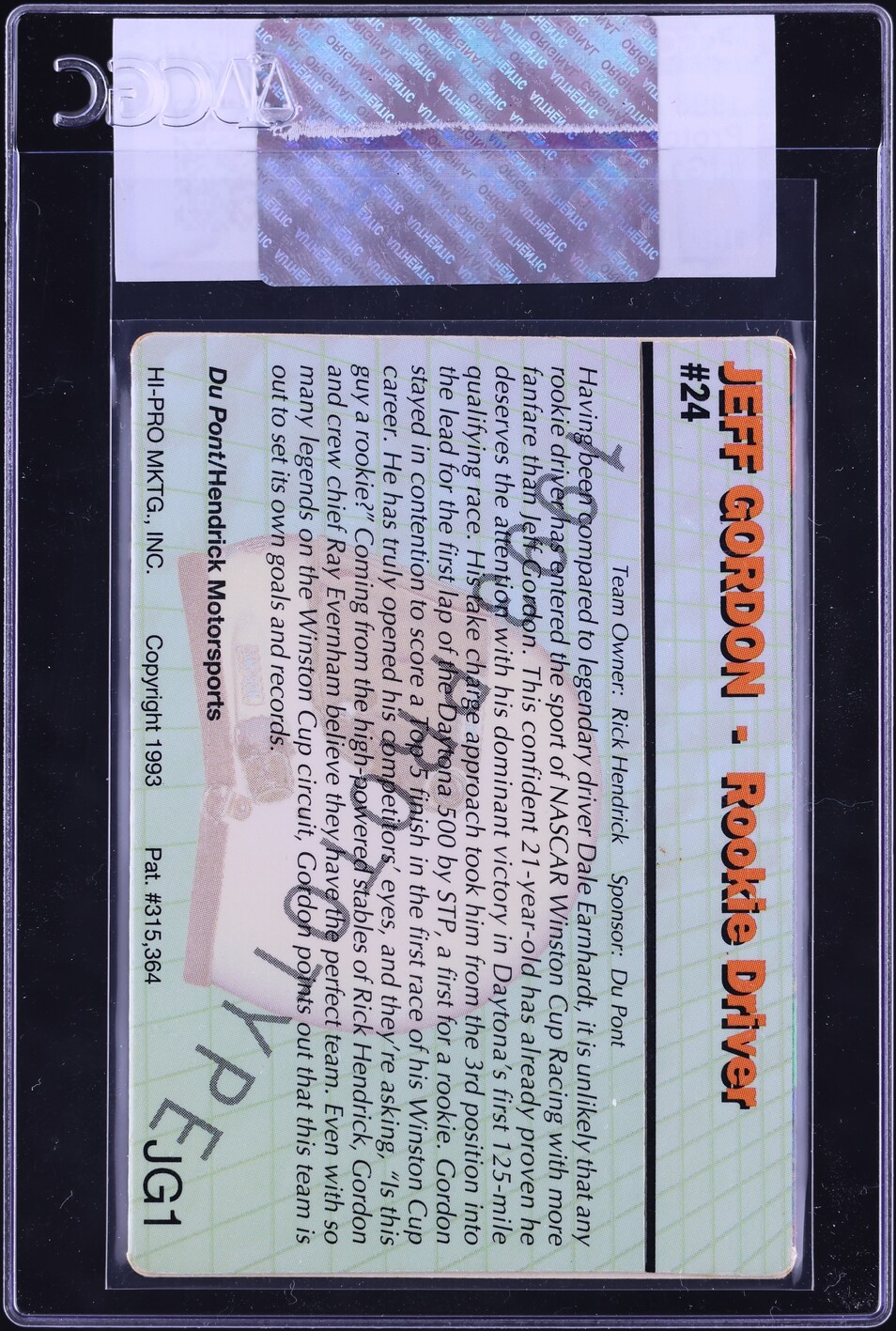 1993 Action Packed Prototype Jeff Gordon #JG1 CGC AUTH