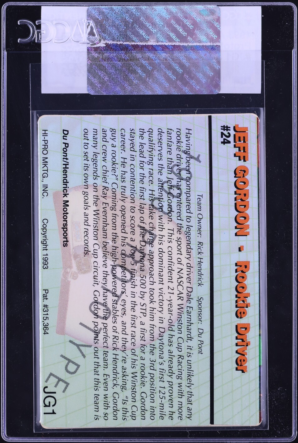 1993 Action Packed Prototype Jeff Gordon #JG1 CGC AUTH