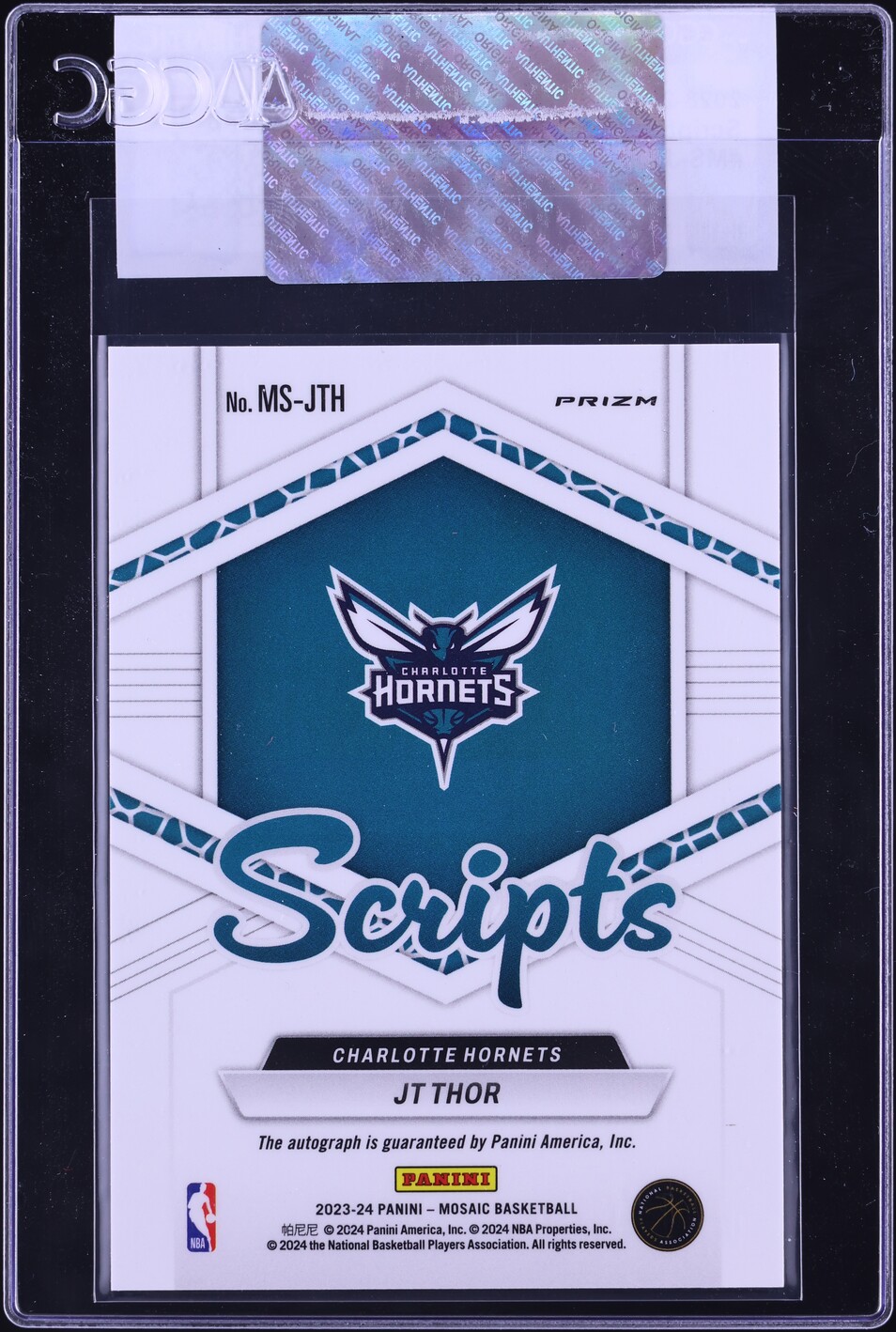 2023 Panini Mosaic Scripts JT Thor AUTO #MS-JTH CGC AUTH