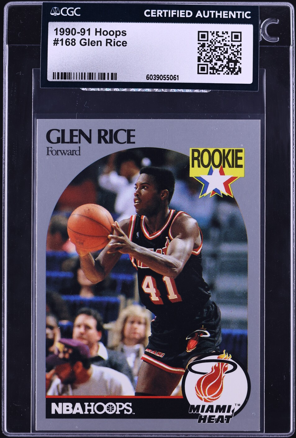1990 Hoops Glen Rice ROOKIE #168 CGC AUTH