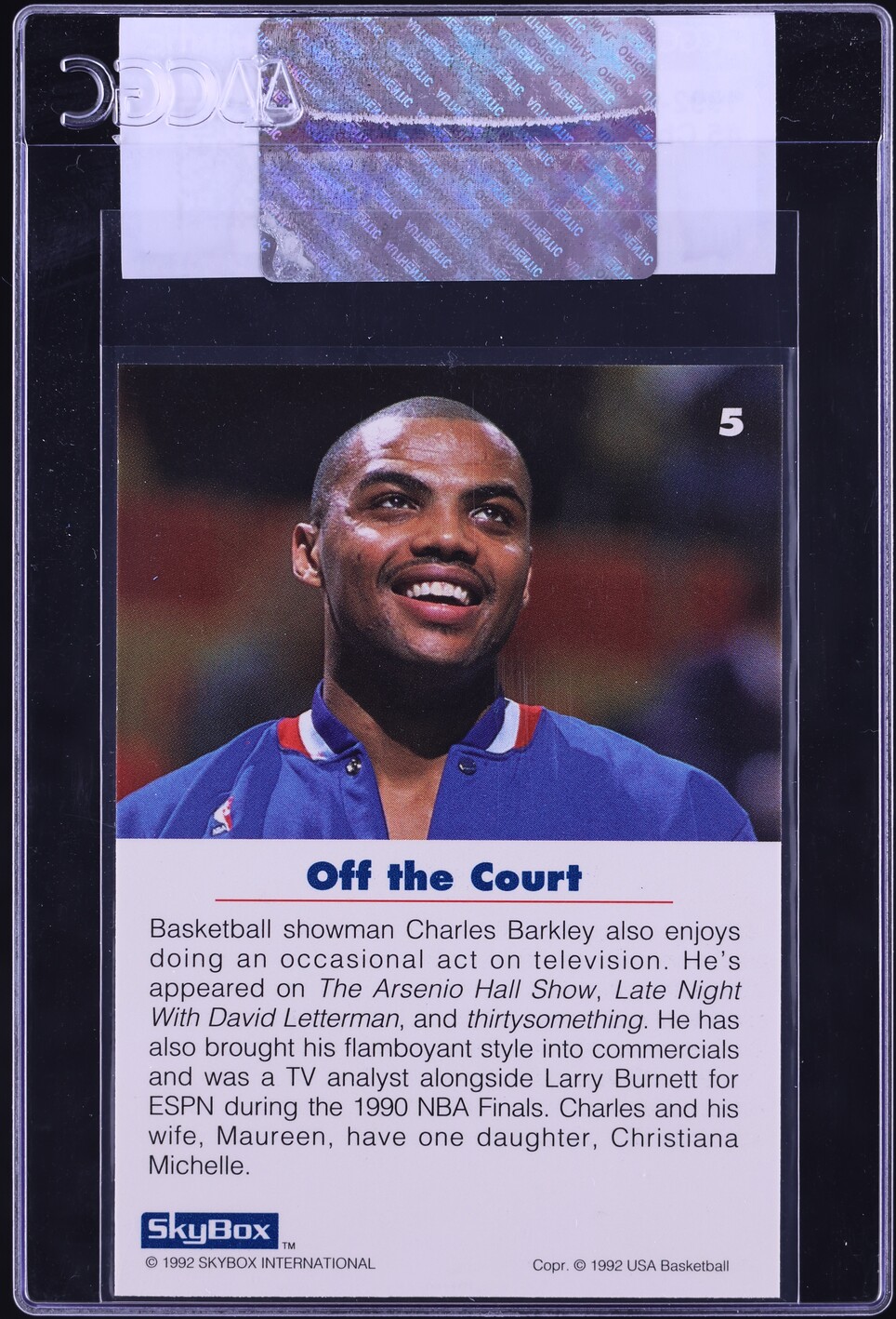 1992 Skybox USA Charles Barkley #5 CGC AUTH