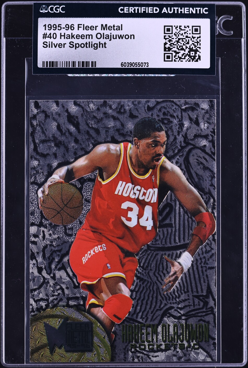 1995 Metal Silver Spotlight Hakeem Olajuwon #40 CGC AUTH