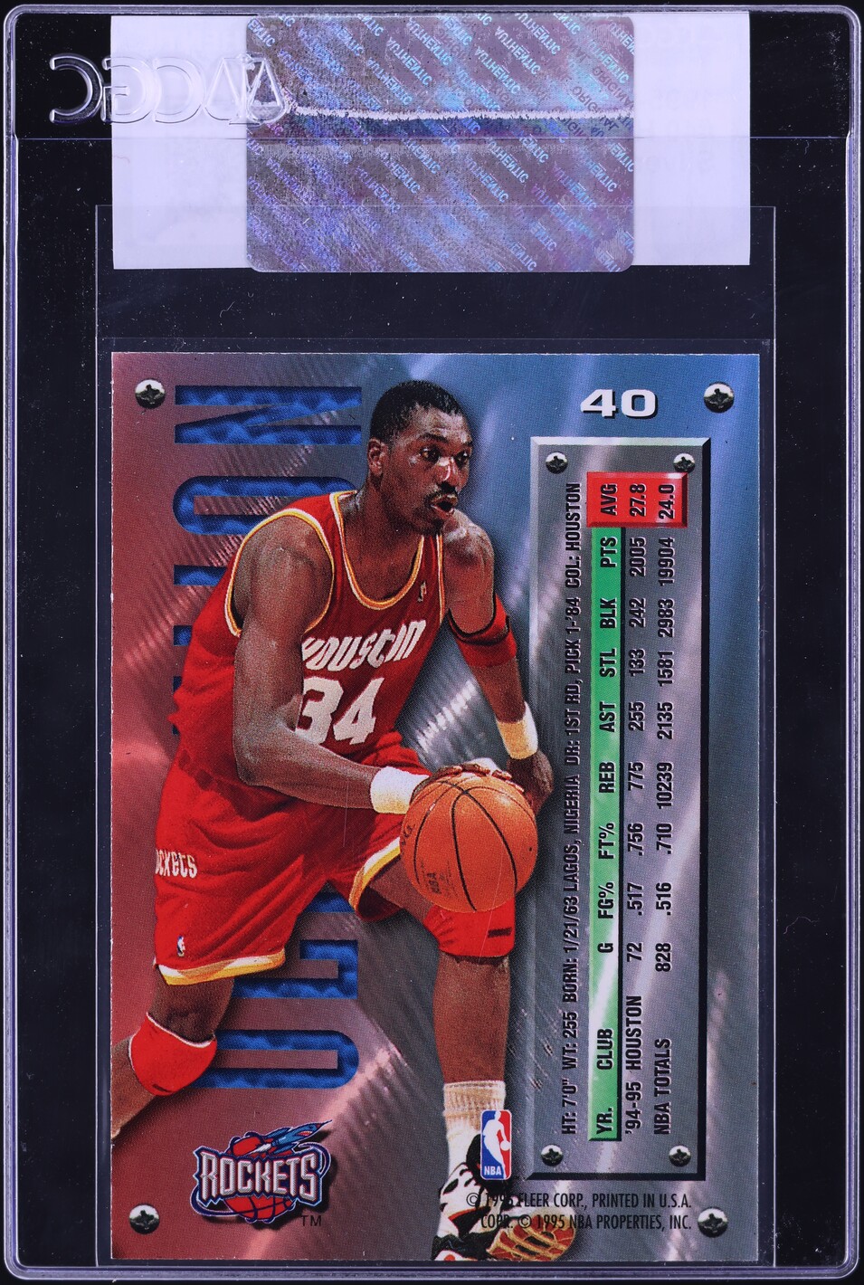 1995 Metal Silver Spotlight Hakeem Olajuwon #40 CGC AUTH