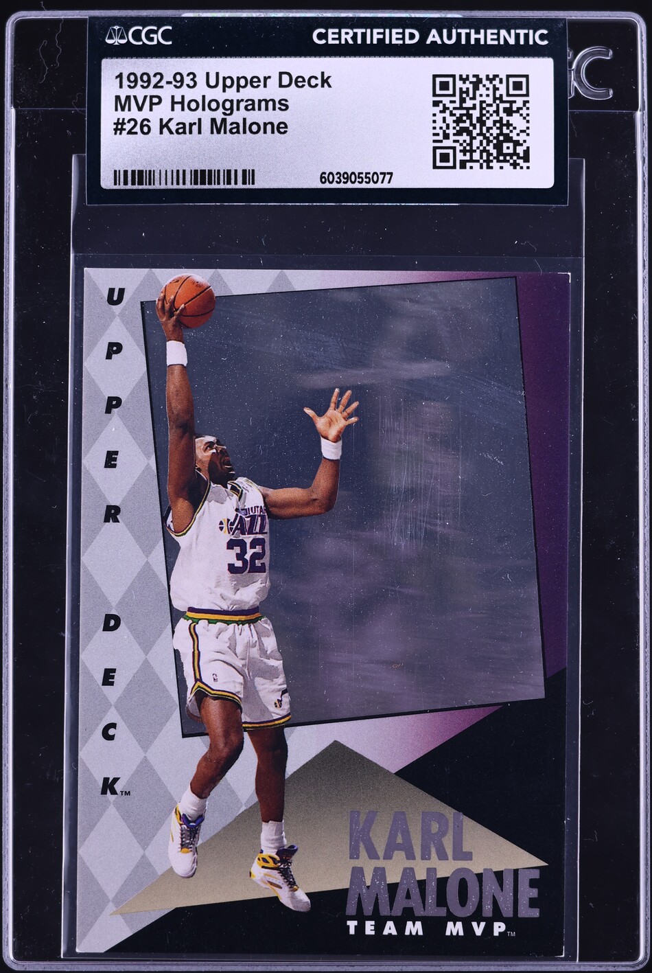 1992 Upper Deck MVP Holograms Karl Malone #26 CGC AUTH