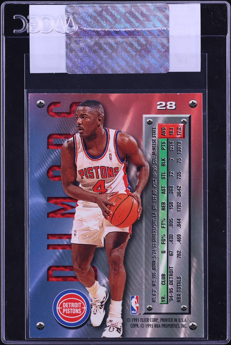 1995 Metal Basketball Joe Dumars #28 CGC AUTH