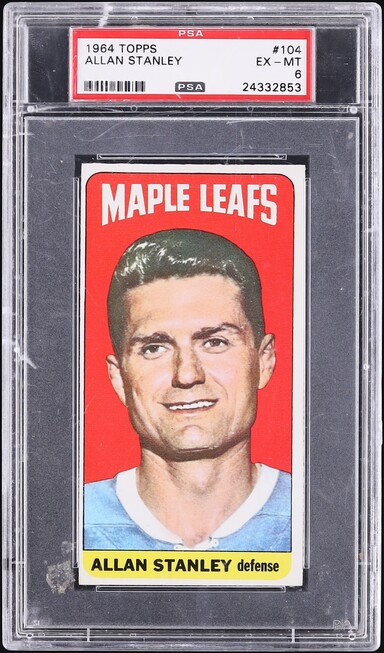 1964 Topps Hockey Allan Stanley #104 PSA 6 EXMT