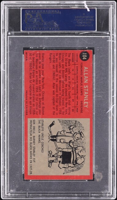 1964 Topps Hockey Allan Stanley #104 PSA 6 EXMT