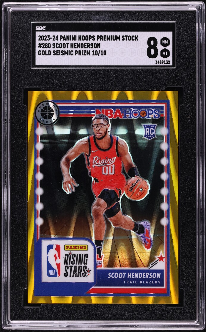 2023 Hoops Premium Stock Gold Seismic Prizm Scoot Henderson RC 10/10 #280 SGC 8