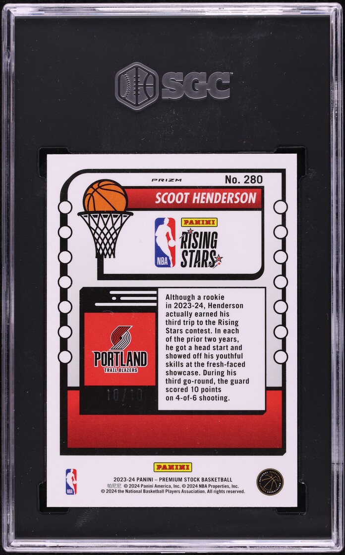 2023 Hoops Premium Stock Gold Seismic Prizm Scoot Henderson RC 10/10 #280 SGC 8