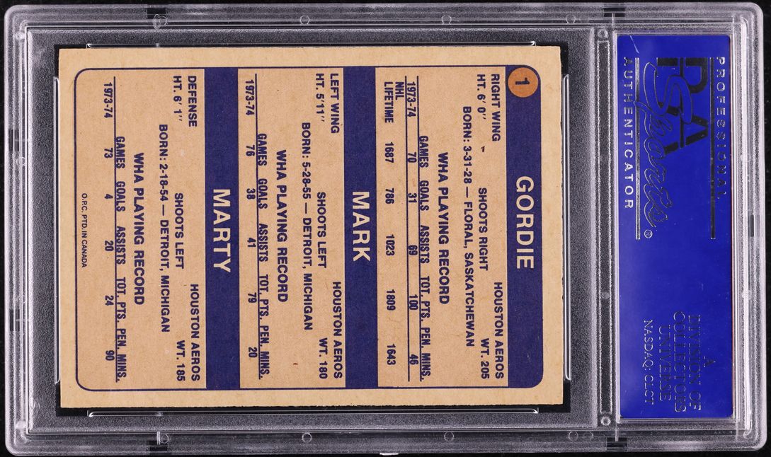 1974 O-Pee-Chee WHA Mark Marty Gordie Howe THE HOWES #1 PSA 8 NM-MT