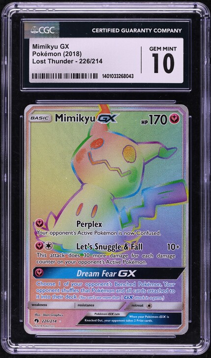 2018 Pokemon Sun & Moon Lost Thunder Full Art Mimikyu GX #206 PSA