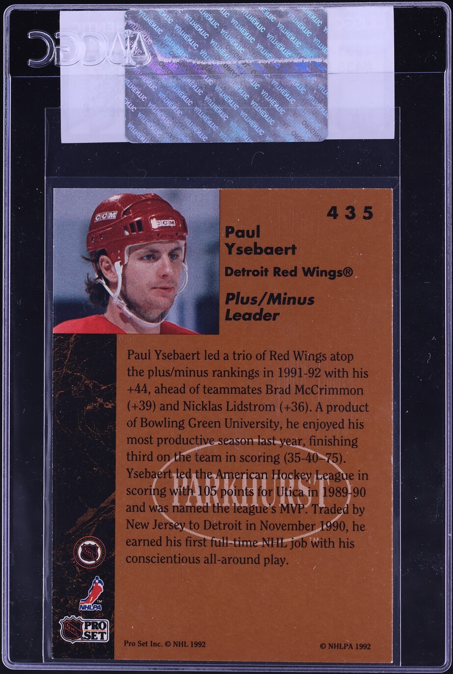 1991 Parkhurst Hockey Paul Ysebaert #435 CGC AUTH