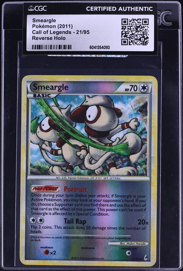 2011 Pokemon Call Of Legends Reverse Holo Smeargle #21 CGC AUTH