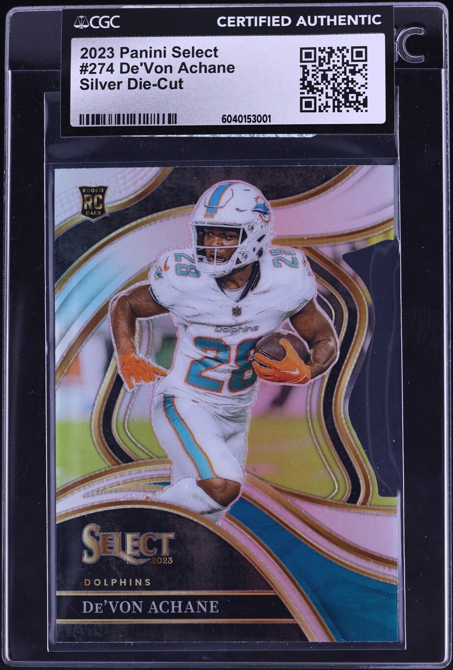 2023 Select Club Level Silver Prizm Die-Cut De'Von Achane ROOKIE #274 CGC AUTH
