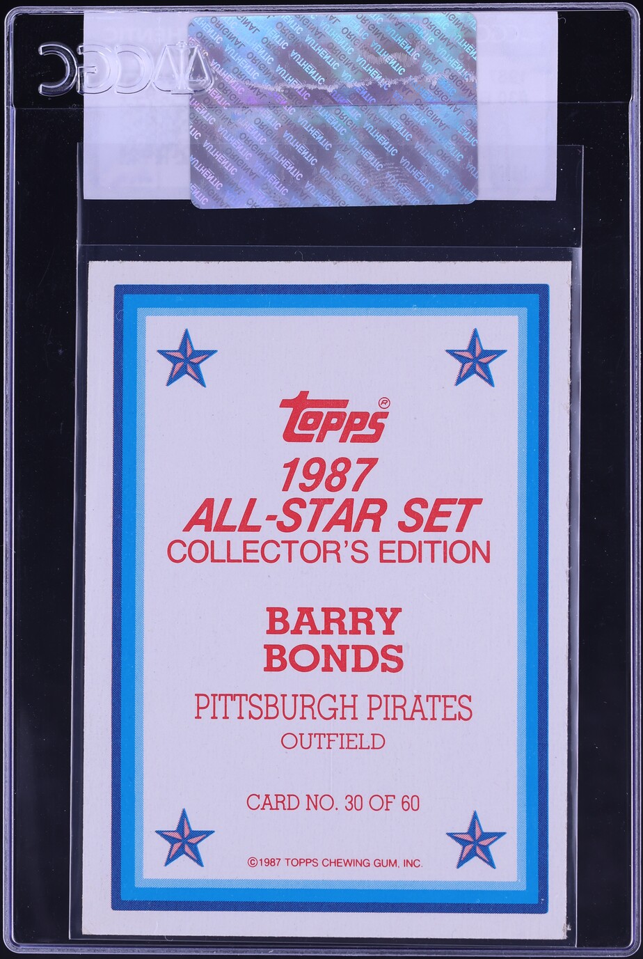 1987 Topps Glossy Send-In's Barry Bonds ROOKIE #30 CGC AUTH