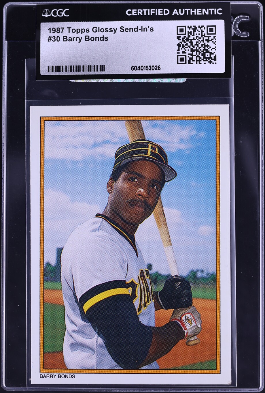 1987 Topps Glossy Send-In's Barry Bonds ROOKIE #30 CGC AUTH