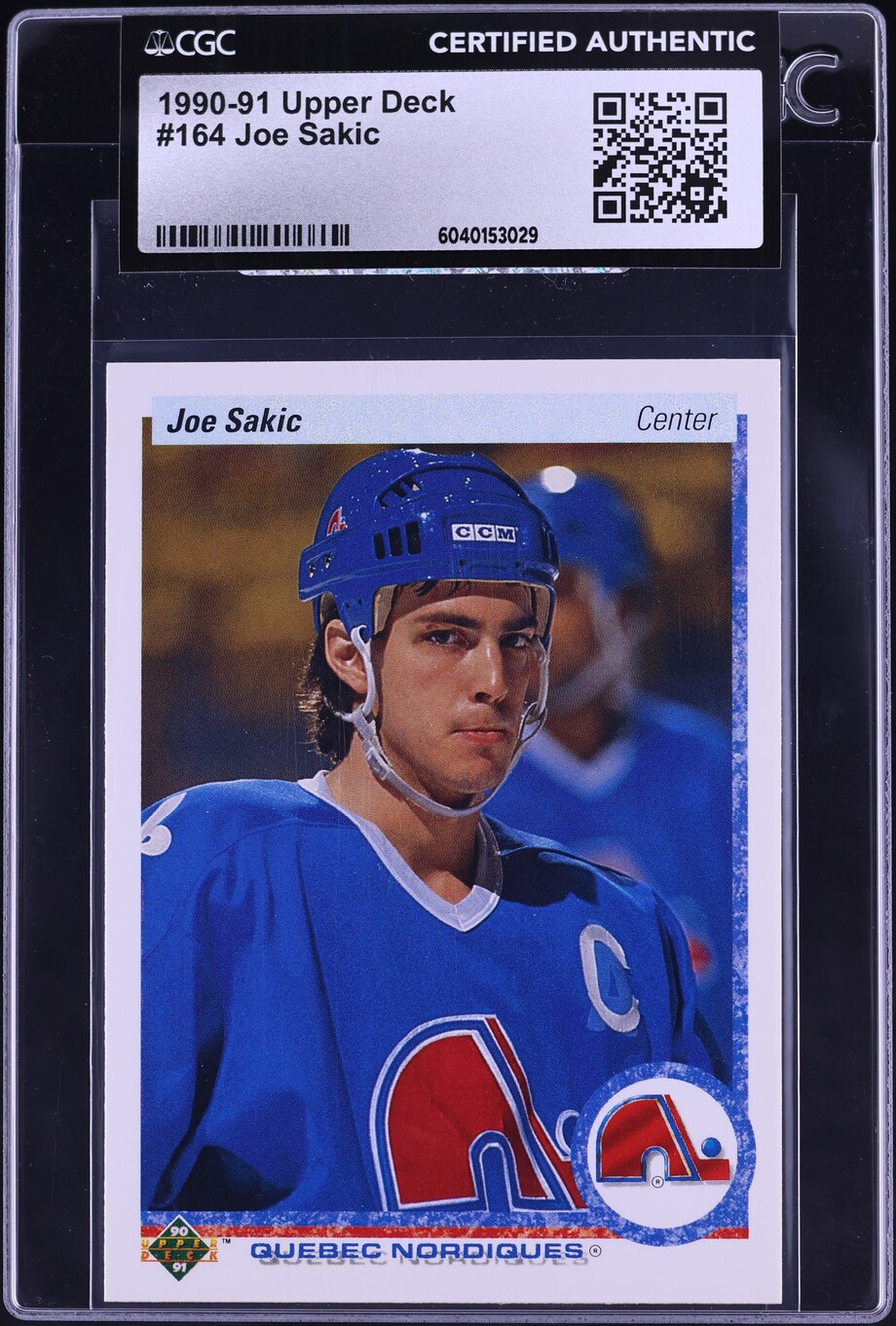 1990 Upper Deck Hockey Joe Sakic #164 CGC AUTH