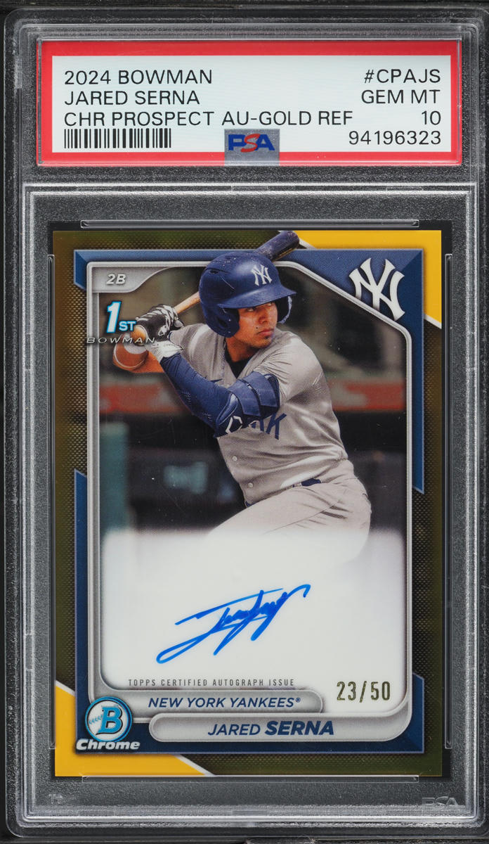2024 Bowman Chrome Gold Refractor Jared Serna PROSPECT AUTO /50 #CPAJS PSA 10