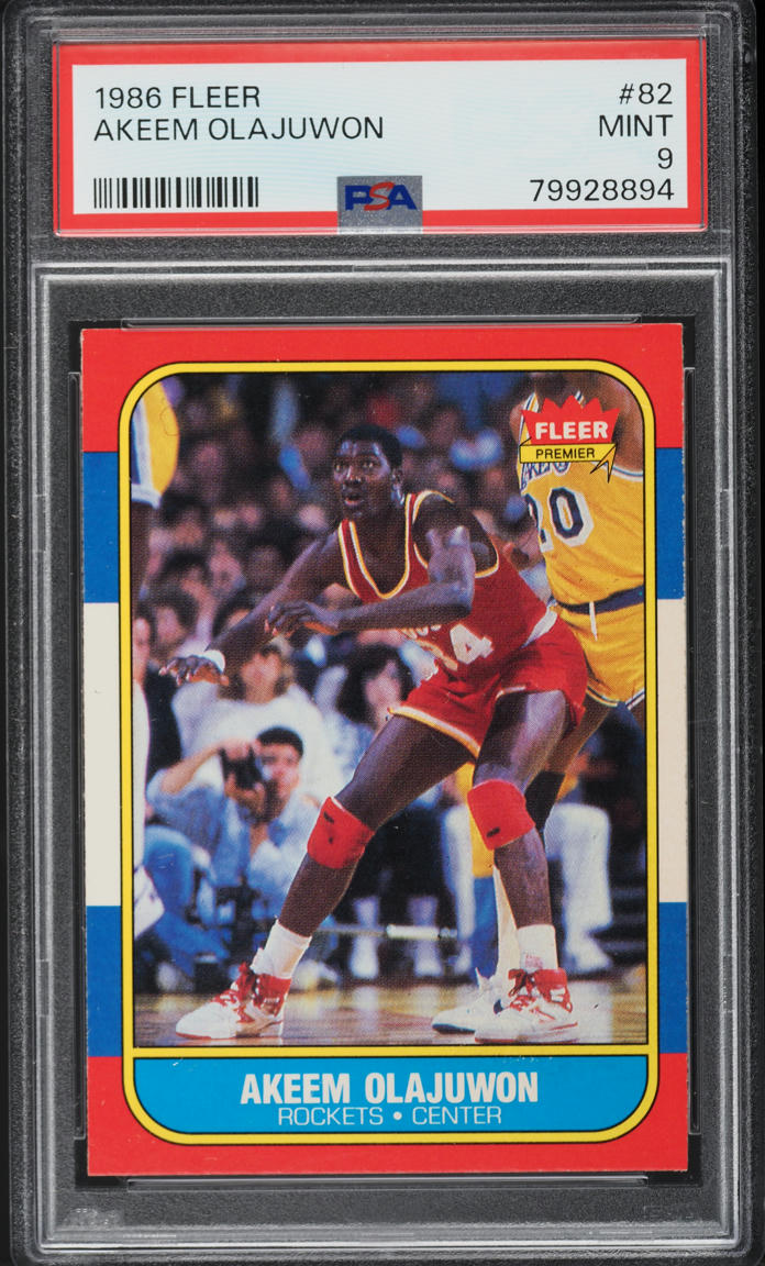 1986 Fleer Basketball Hakeem Olajuwon ROOKIE #82 PSA 9 MINT