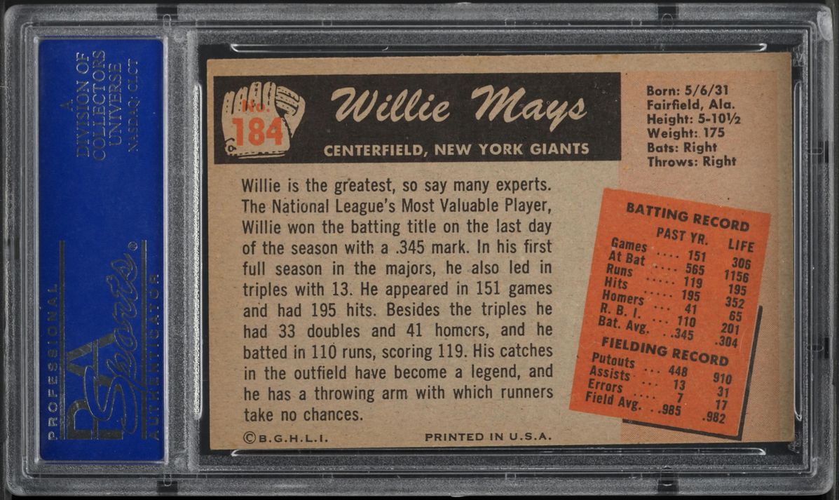 1955 Bowman Willie Mays #184 PSA 6 EXMT