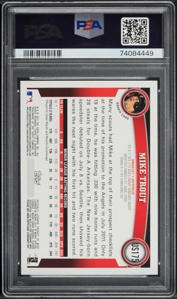 2011 Topps Update Mike Trout ROOKIE #US175 PSA 7 NRMT