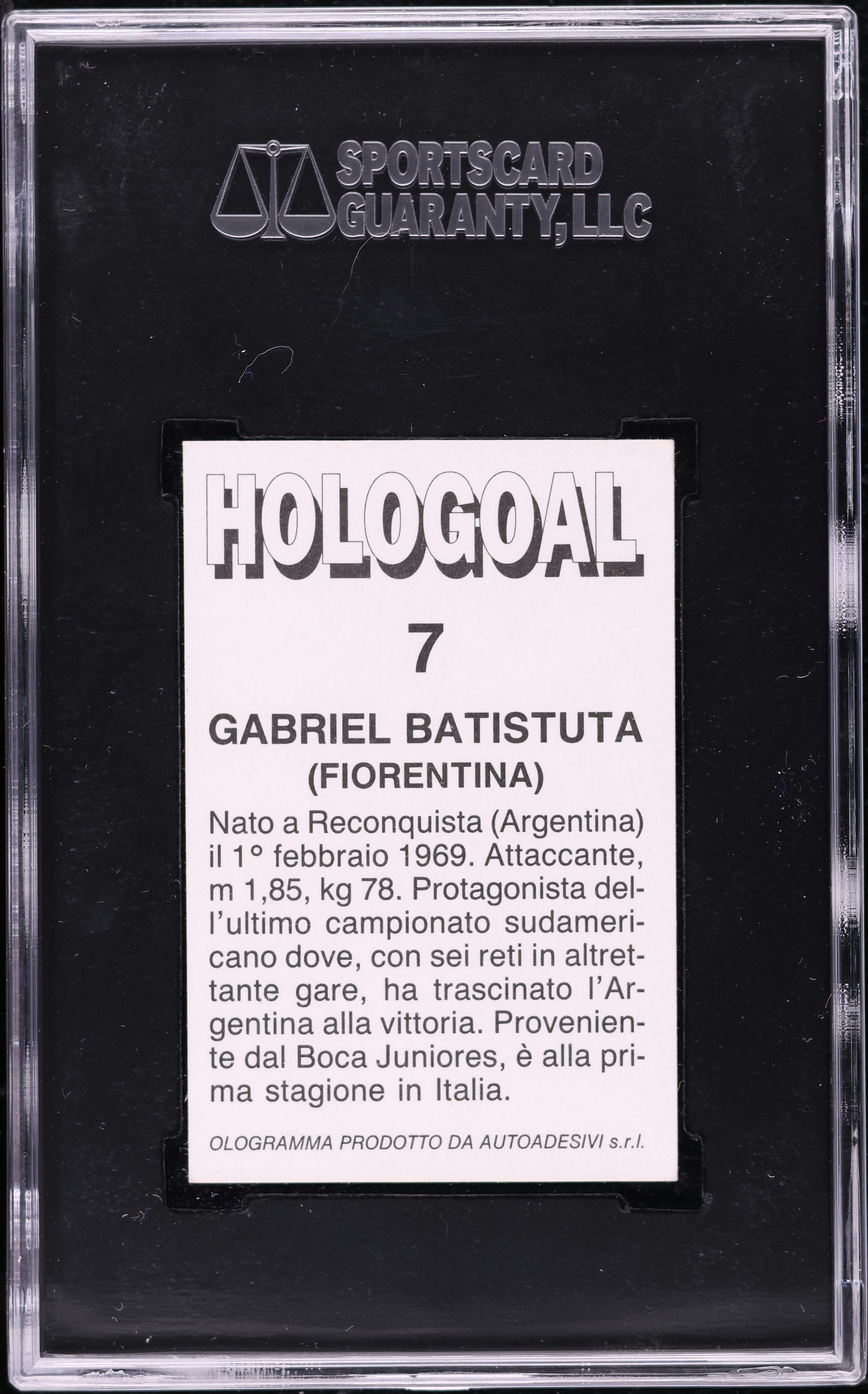 STICKER EUROFLASH CALCIO 93 GABRIEL BATISTUTA # 86 TOPLOADER 3 NO PANINI MINT