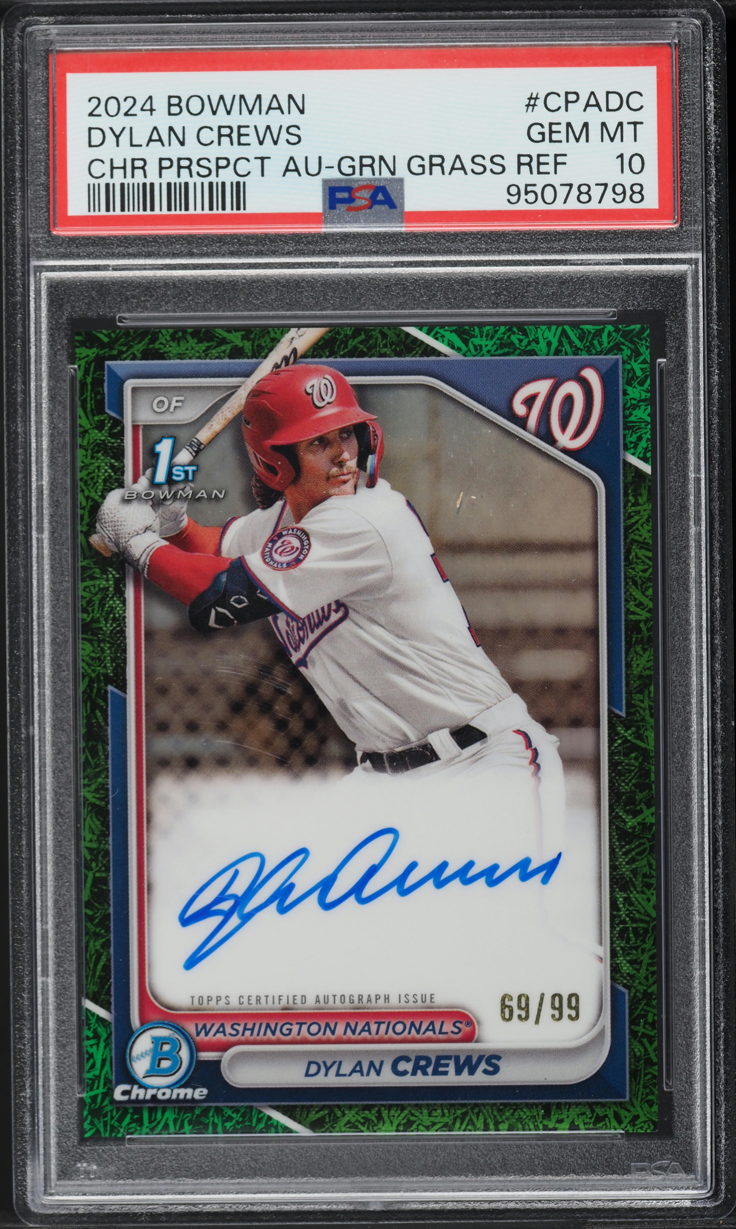 2024 Bowman Chrome Green Grass Dylan Crews PROSPECT AUTO /99 #CPA