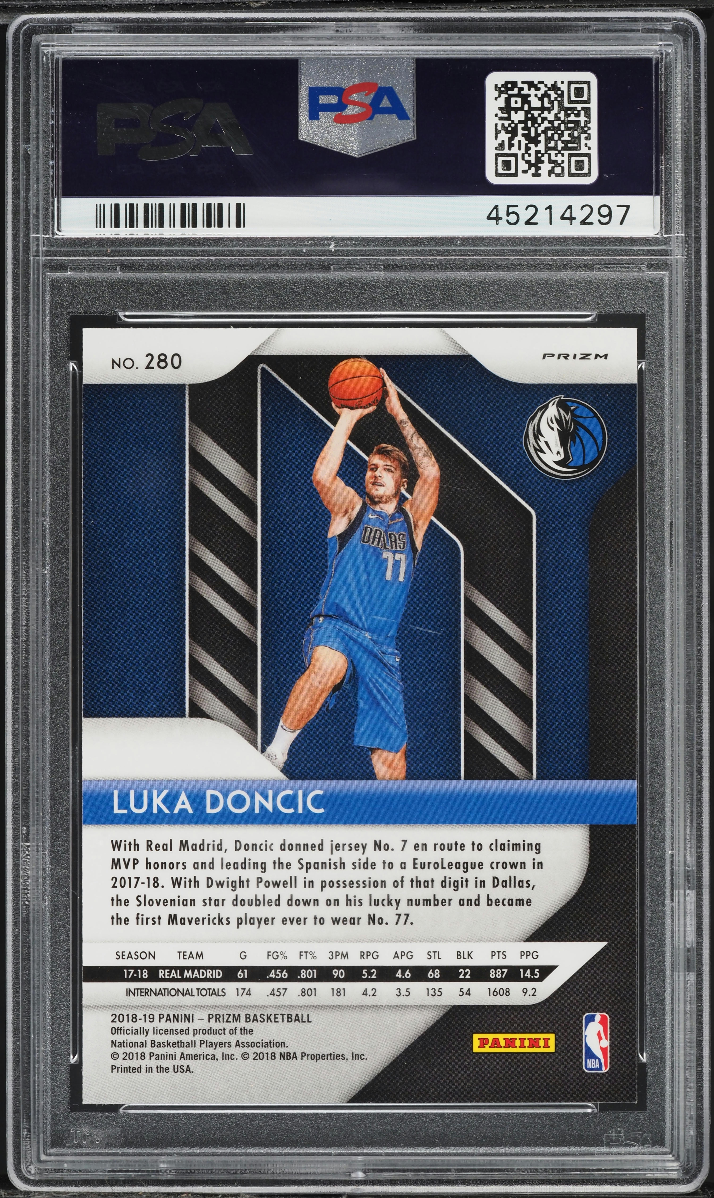2018 Panini Prizm Pink Ice Luka Doncic ROOKIE #280 PSA 9 MINT on