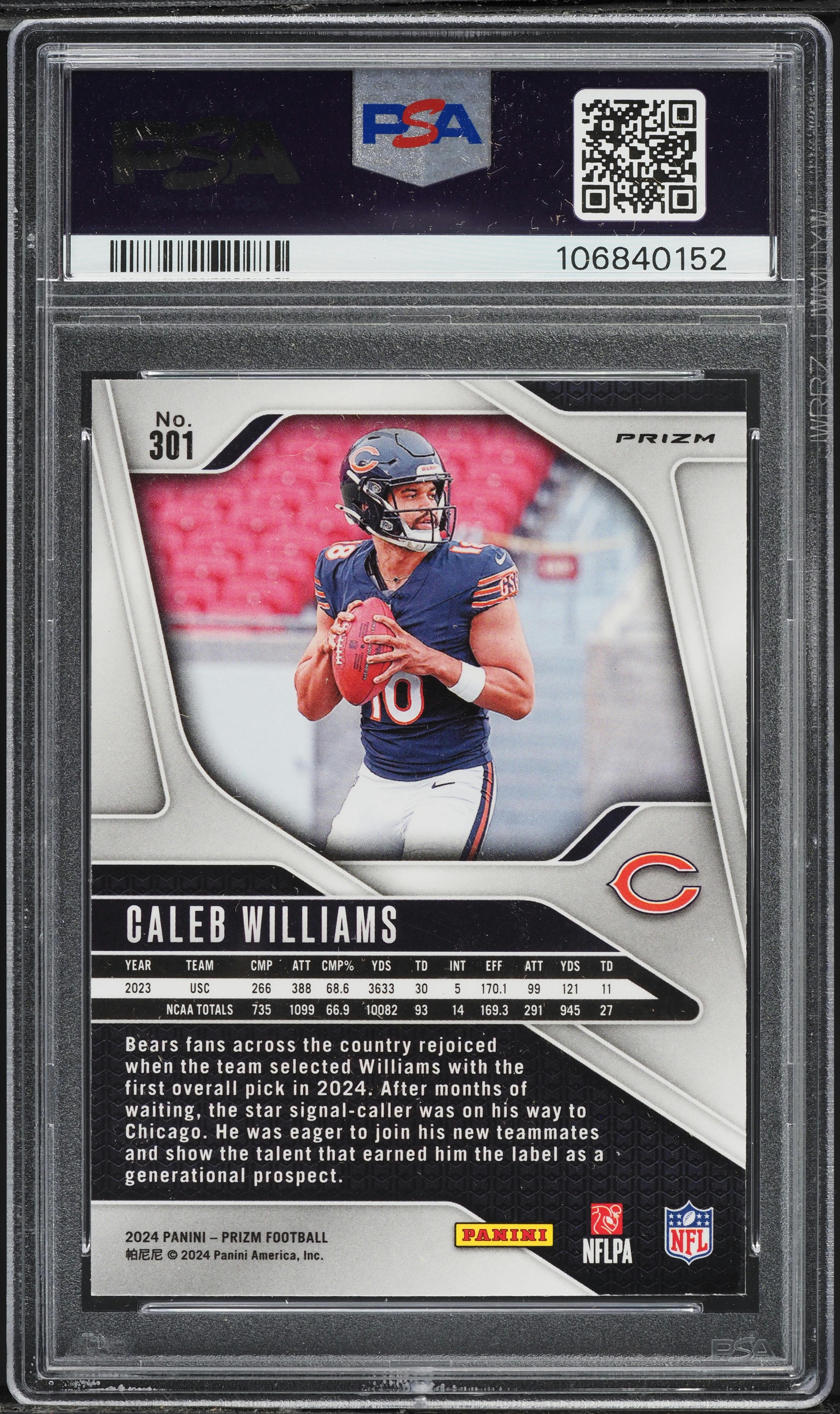 PANINI PRIZM ガビ PSA10 ルーキー 35枚限定 2024 Panini Prizm Silver Caleb Williams ROOKIE #301 PSA 10 GEM