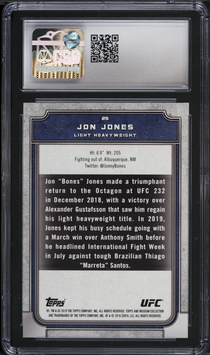 2019 Topps UFC Museum Collection Gold Jon Jones /75 #25 CSG 9 MINT