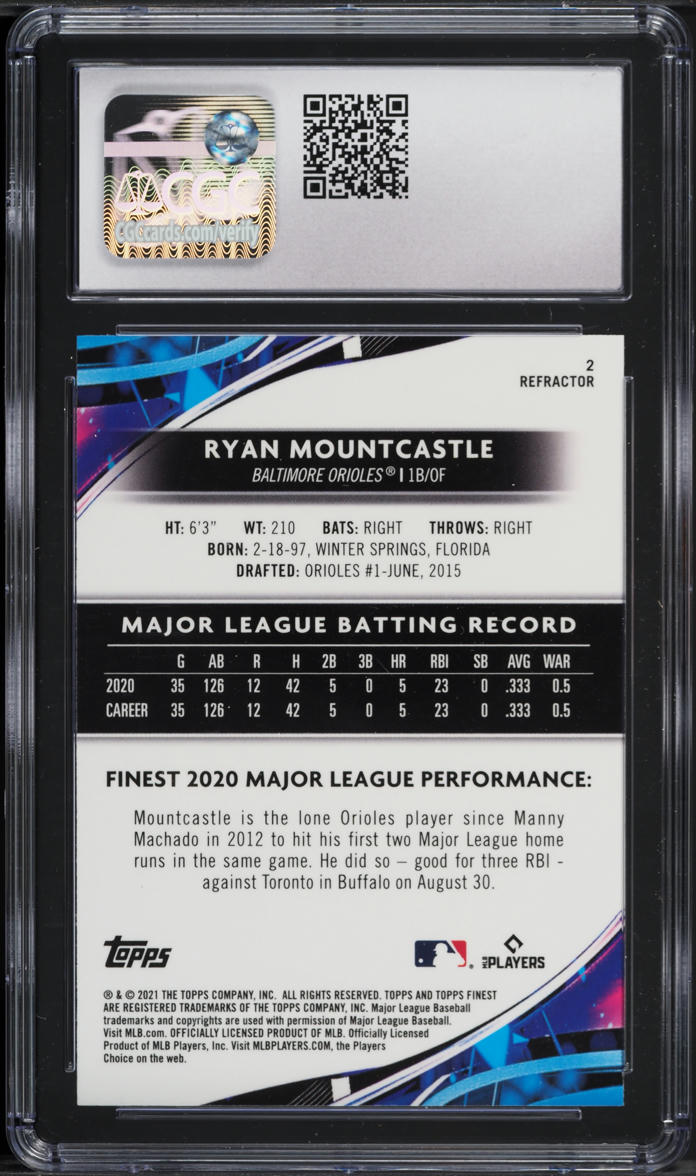 2021 Finest Refractor Ryan Mountcastle ROOKIE #2 CGC 9 MINT