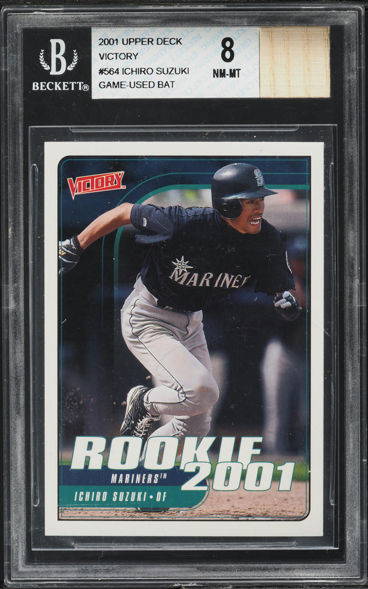 2001 Upper Deck Victory Ichiro Suzuki ROOKIE BAT PATCH #564 BGS 8
