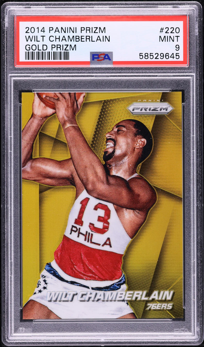 2014 Panini Prizm Gold Wilt Chamberlain /10 #220 PSA 9 MINT