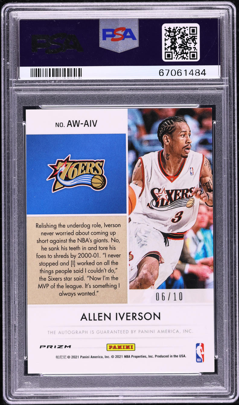ALLEN IVERSON SPECTRA PSA10 ジャージナンバー 2020 National Treasures Award-Winning Gold Allen Iverson AUTO /10