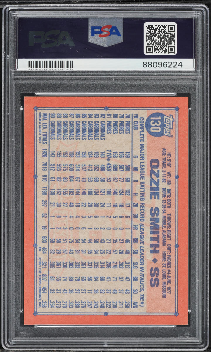 1991 Topps Desert Shield Ozzie Smith #130 PSA 10 GEM MINT
