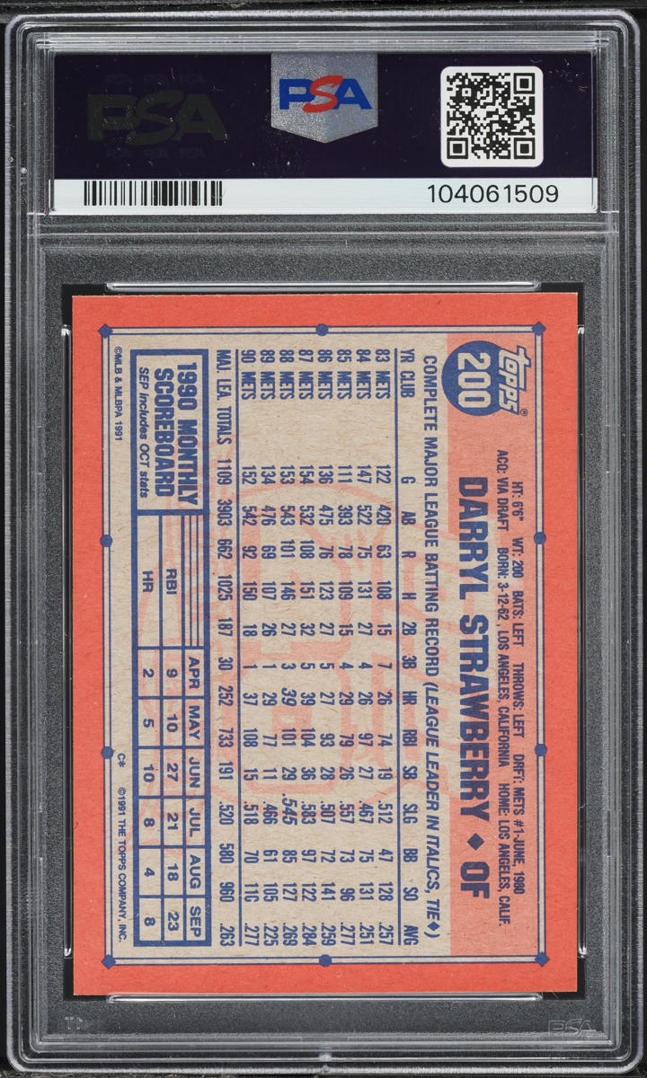 1991 Topps Desert Shield Darryl Strawberry #200 PSA 9 MINT