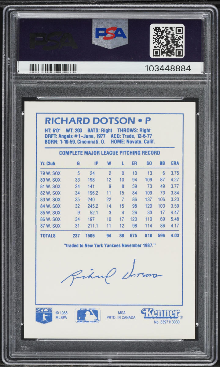 1988 Kenner Starting Lineup Richard Dotson PSA 9 MINT
