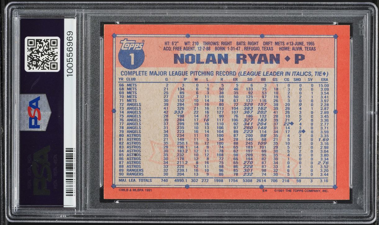 1991 Topps Desert Shield Nolan Ryan #1 PSA 7 NRMT