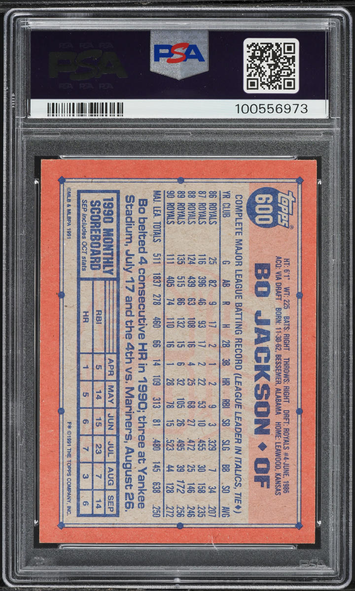 1991 Topps Desert Shield Bo Jackson #600 PSA 7 NRMT
