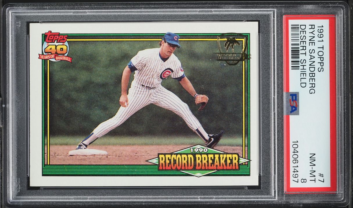 1991 Topps Desert Shield Ryne Sandberg #7 PSA 8 NM-MT