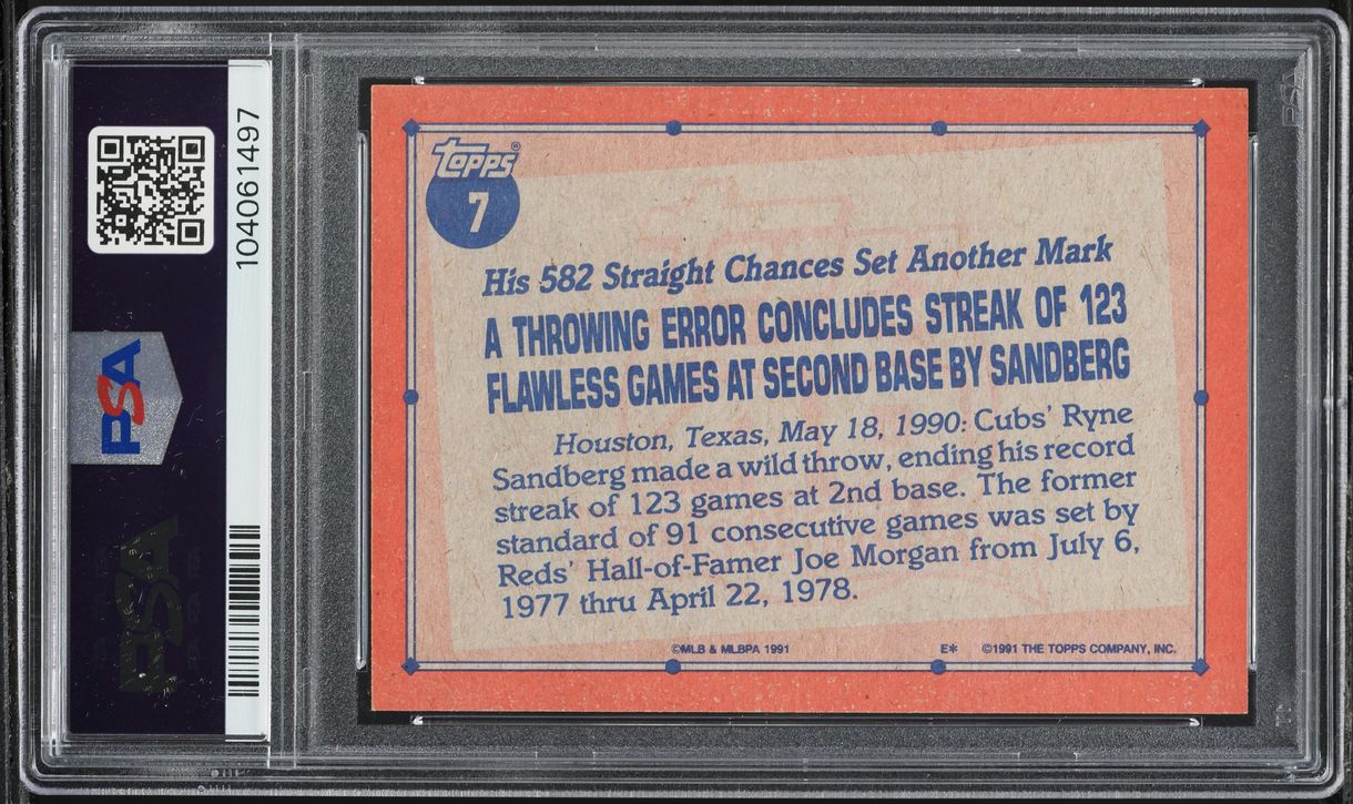 1991 Topps Desert Shield Ryne Sandberg #7 PSA 8 NM-MT