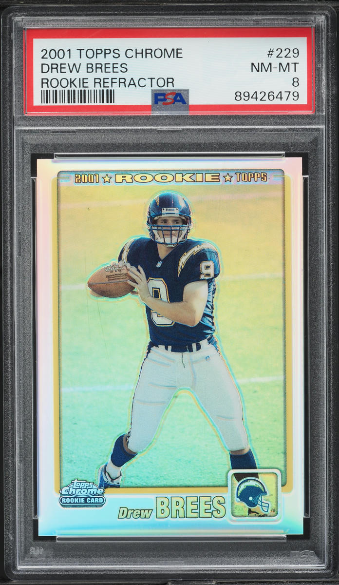 2001 Topps Chrome Refractor Drew Brees ROOKIE /999 #229 PSA 8 NM-MT