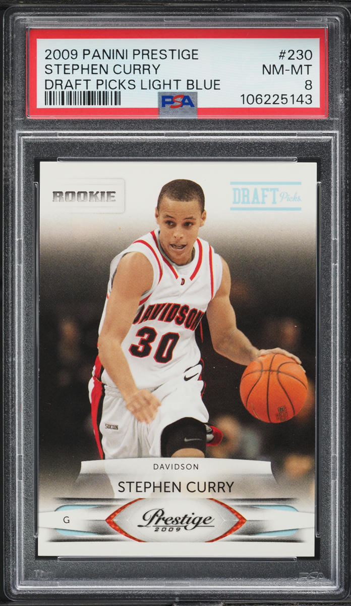 2009 Prestige Draft Picks Light Blue Stephen Curry ROOKIE /999 #230 PSA 8 NM-MT