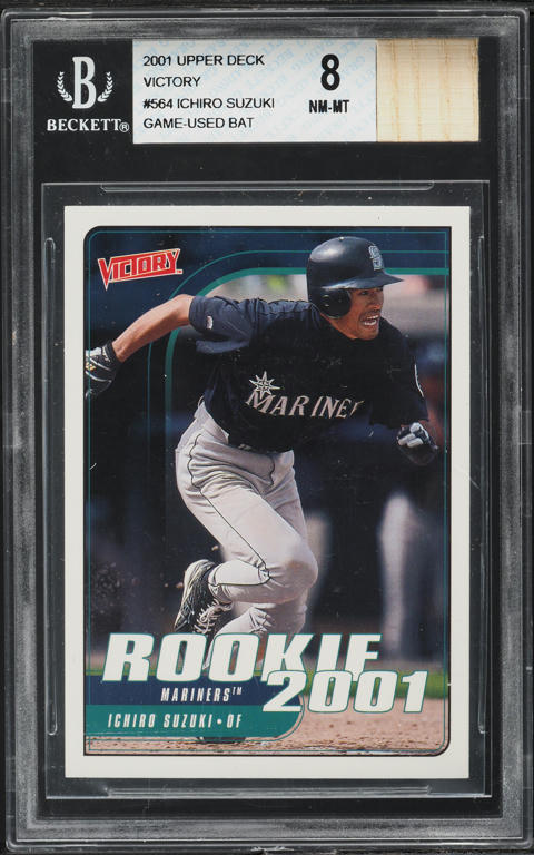 2001 Upper Deck Victory Ichiro Suzuki ROOKIE BAT PATCH #564 BGS 8